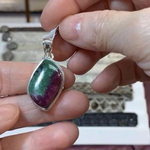 Natural Ruby Zoisite 925 Sterling Silver Pendant